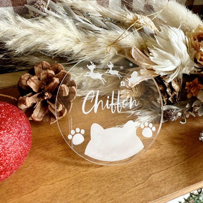 名入れ】お名前彫刻アクリルオーナメント*にゃんこクリスマス 刻印