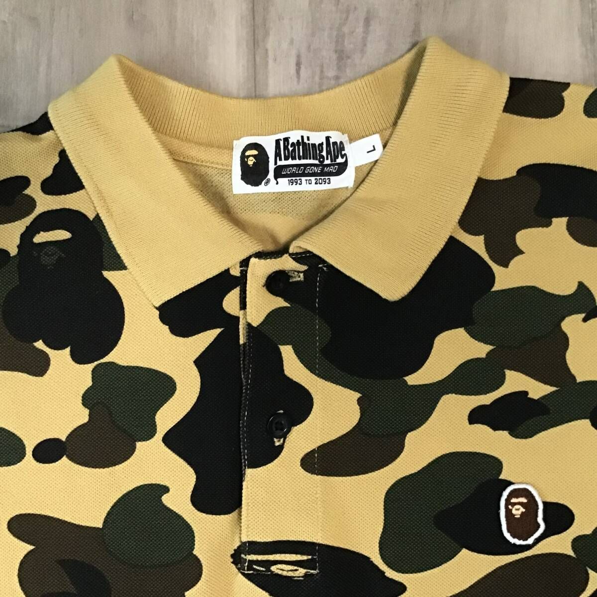 1st camo yellow ポロシャツ Lサイズ a bathing ape BAPE camo polo