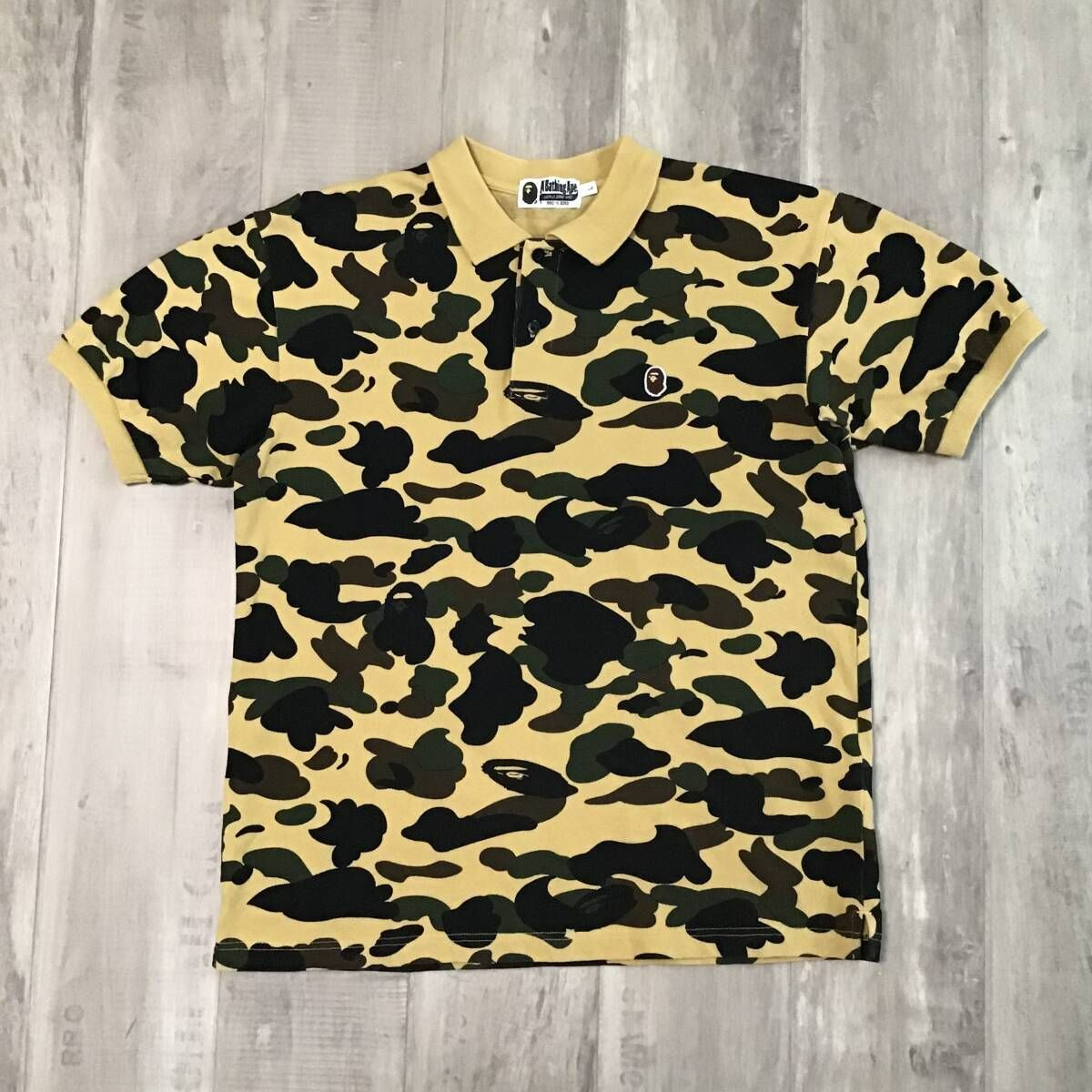 1 st camo yellow ポロシャツ Lサイズ a bathing ape BAPE polo shirt エイプ ベイプ アベイシングエイプ 迷彩