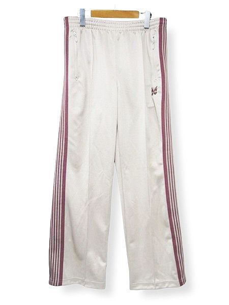 NEEDLESニードルスTrack Pant Poly Smooth QV 307トラックパンツ - ポリスムース メンズ ジャージ ストレート バタフライ刺繍 サイドライン アイボリー Mサイズ -251111-5.5 K 510