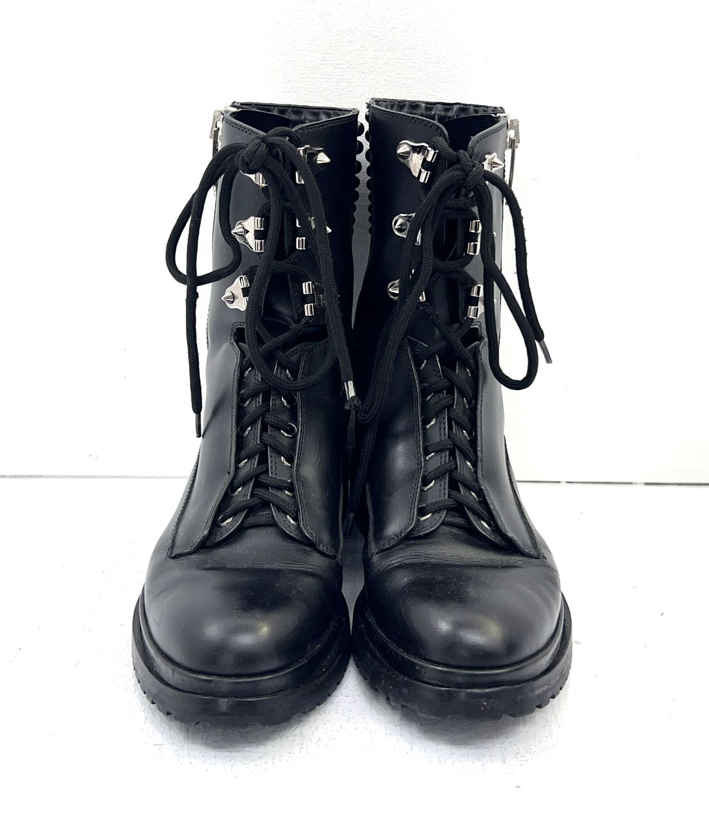 盛岡80-0124 Sergio Rossi セルジオロッシ VERO CUOIO レースアップ コンバットブーツ 38 100