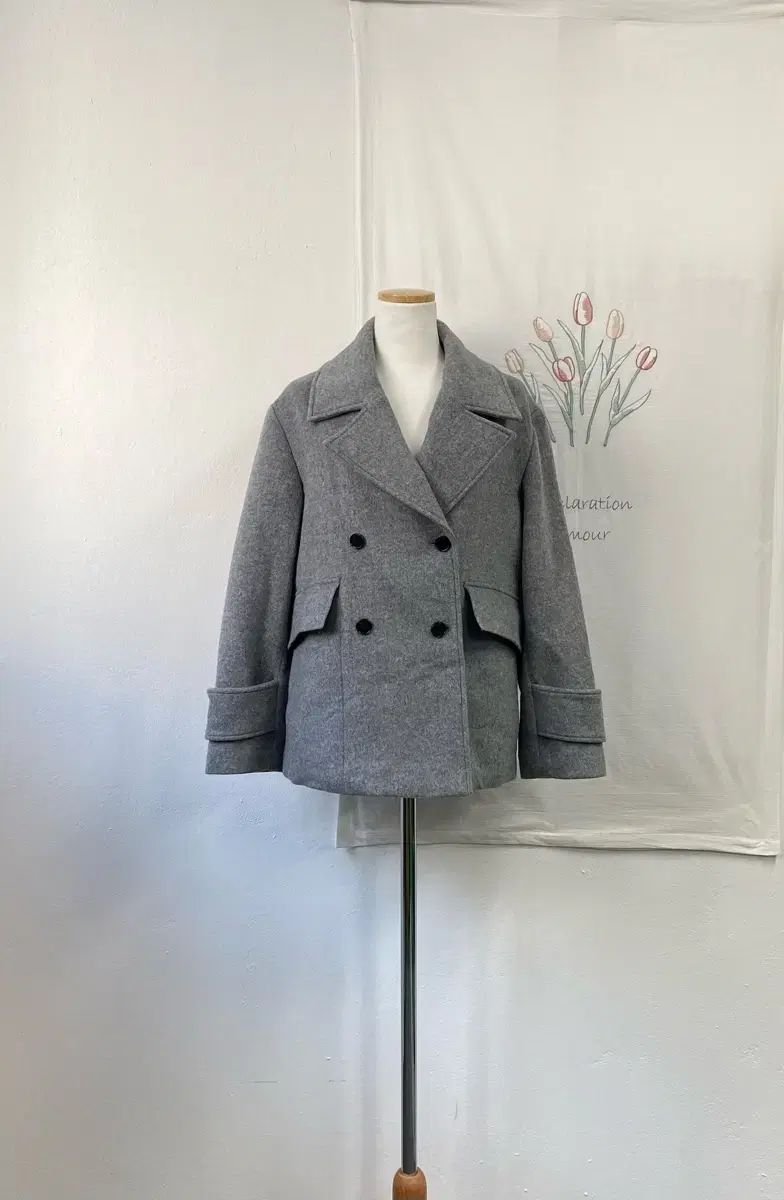 クラブモナコ グレー ダブル リラックス ピーコート