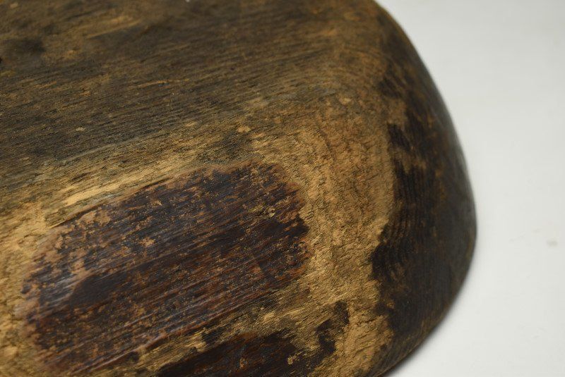 蔵C9694】時代木製 人気 刳貫 こね鉢 民藝 希少 ビンテージ 木製 こね