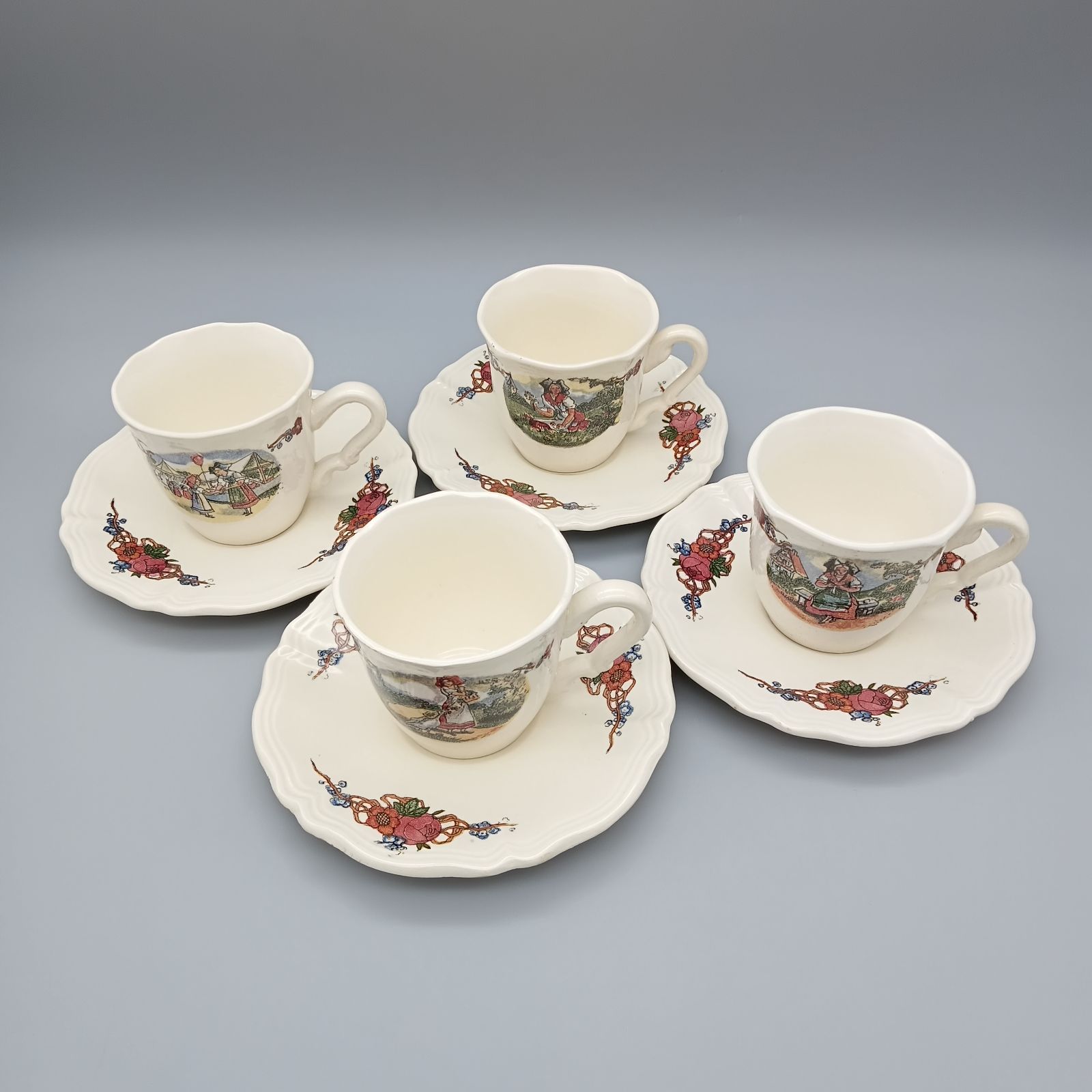 サルグミンヌ 花リム オベルネ OBERNAI デミタス カップ&ソーサー 4柄 セット SARREGUEMINES