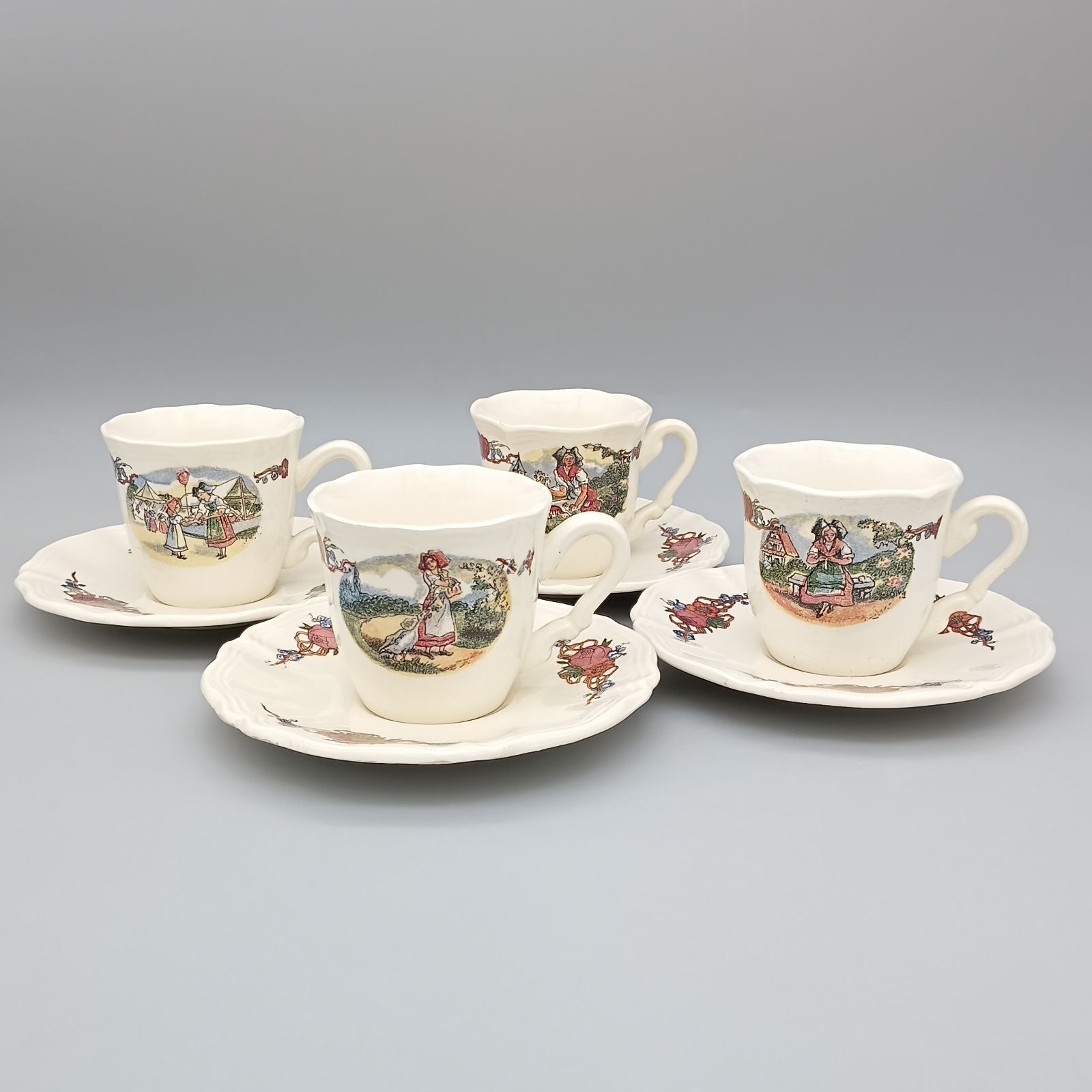 サルグミンヌ 花リム オベルネ OBERNAI デミタス カップ&ソーサー 4柄 セット SARREGUEMINES