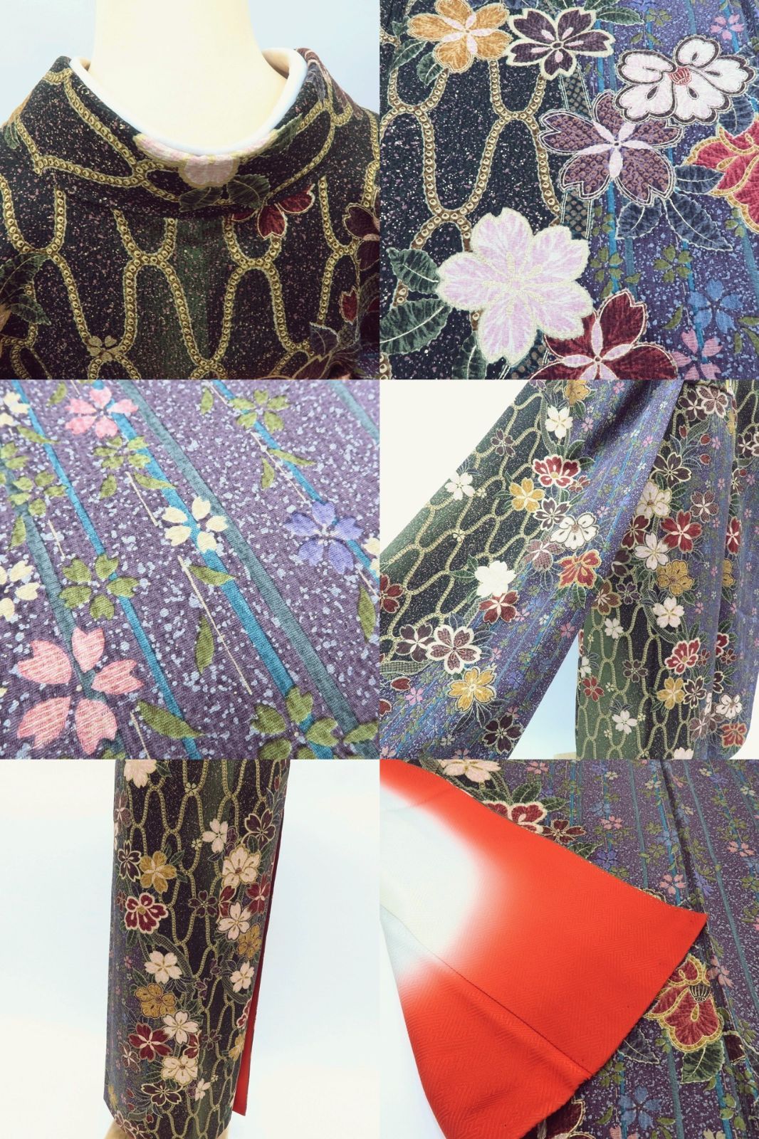 百華❀Y3934◇美品 正絹 手縫い仕立て 成人式 振袖 長襦袢 2点セット