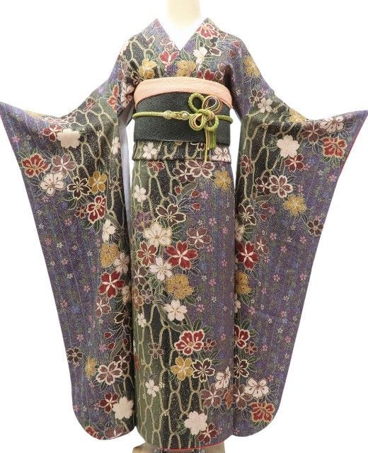 Y2459◇美品 正絹 手縫い仕立て 成人式 振袖 長襦袢 2点セット 百華❀Y3934◇美品 正絹 手縫い仕立て 成人式 振袖 長襦袢 2点セット