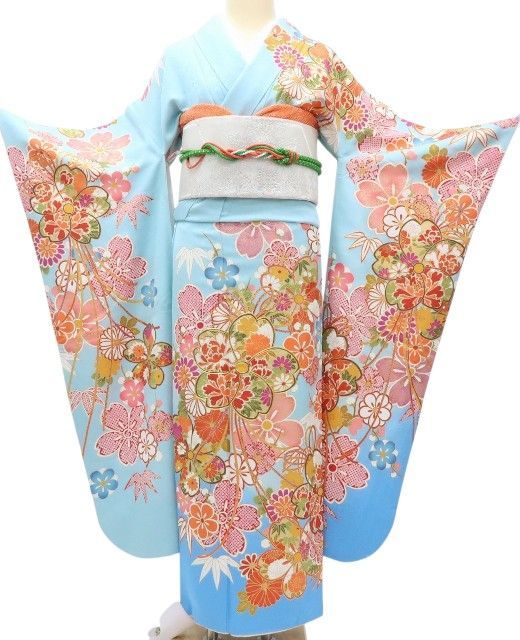 百華❀Y3935◇美品 正絹 金駒刺繡 手縫い仕立て 成人式 振袖 着物