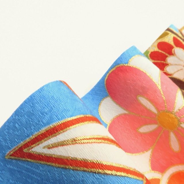 百華❀Y3935◇美品 正絹 金駒刺繡 手縫い仕立て 成人式 振袖 着物