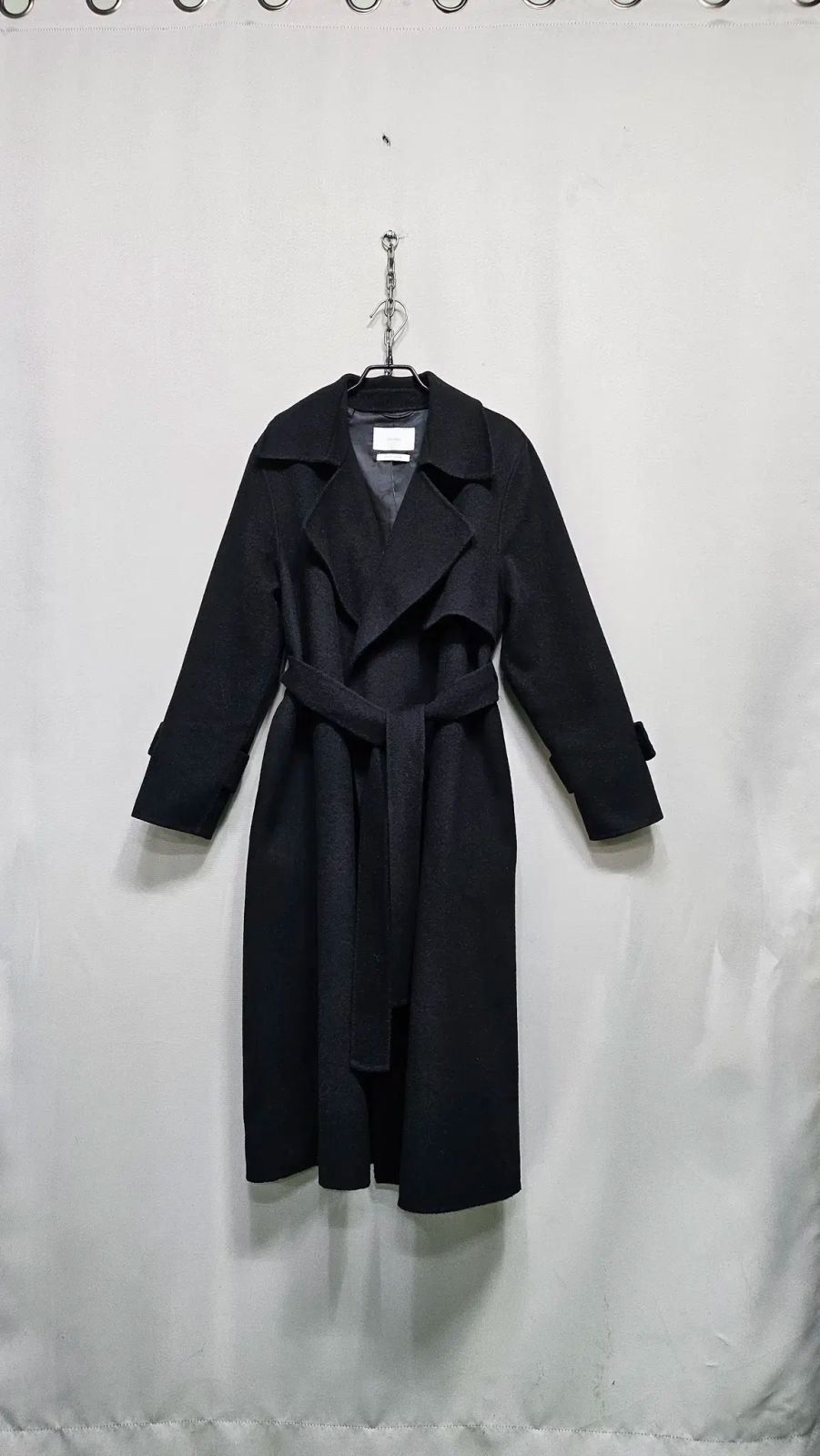 リングSEOUL ローブ型 ウールロングコート ブラック