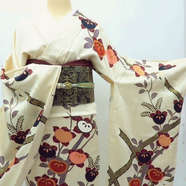 Y2762◇美品 正絹 手縫い仕立て 成人式 振袖 着物 百華❀Y3936◇美品 正絹 手縫い仕立て 橘 成人式 高身長向け 振袖 着物