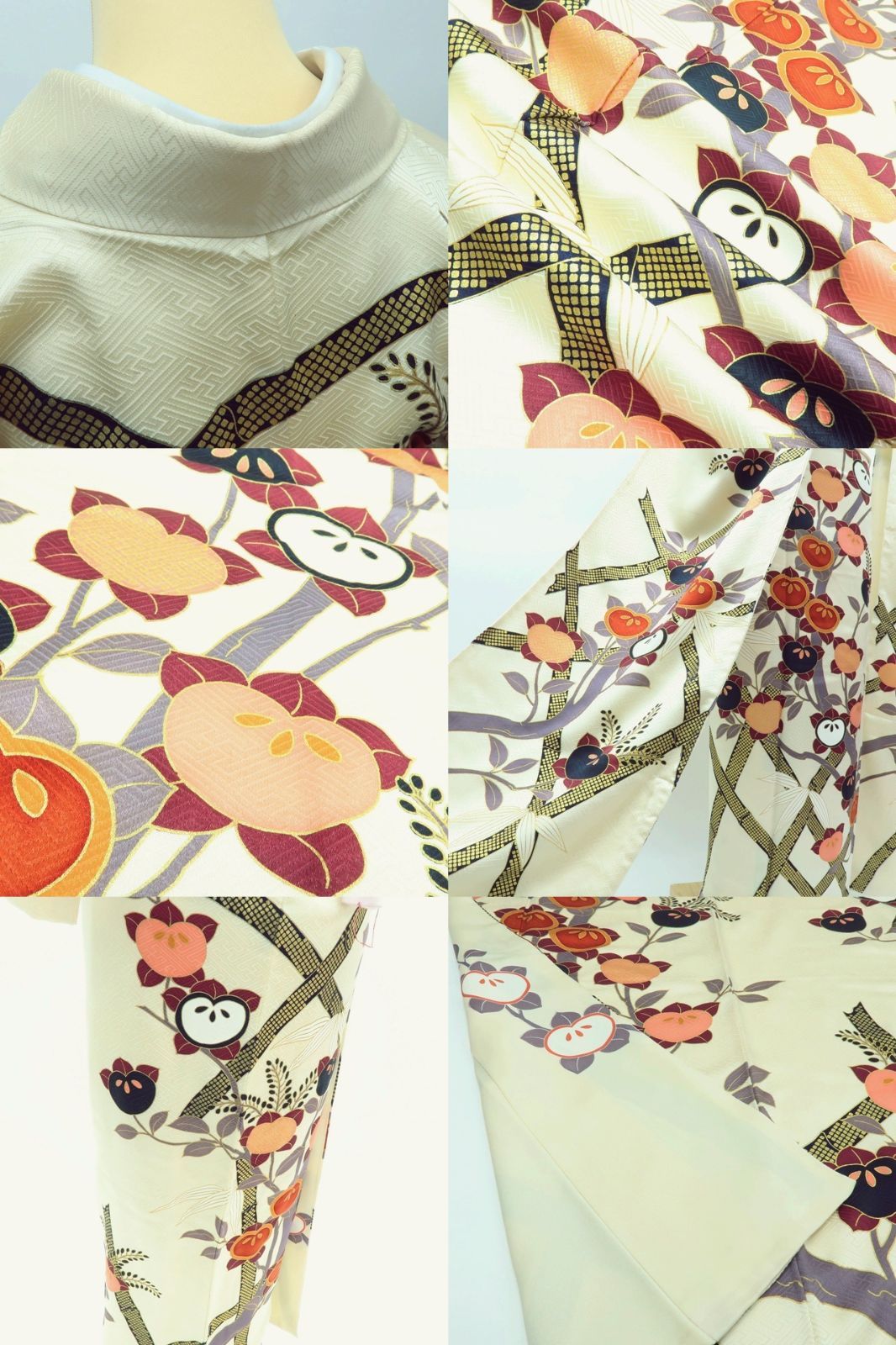 百華❀Y3936◇美品 正絹 手縫い仕立て 橘 成人式 高身長向け 振袖 着物