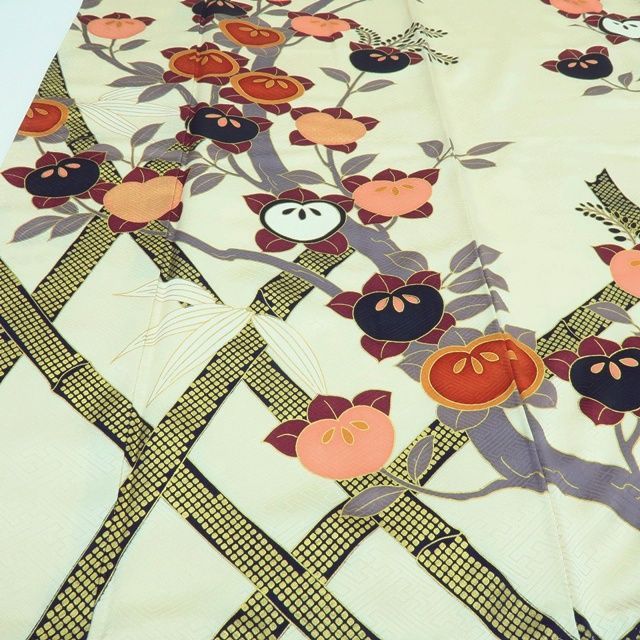 百華❀Y3936◇美品 正絹 手縫い仕立て 橘 成人式 高身長向け 振袖 着物