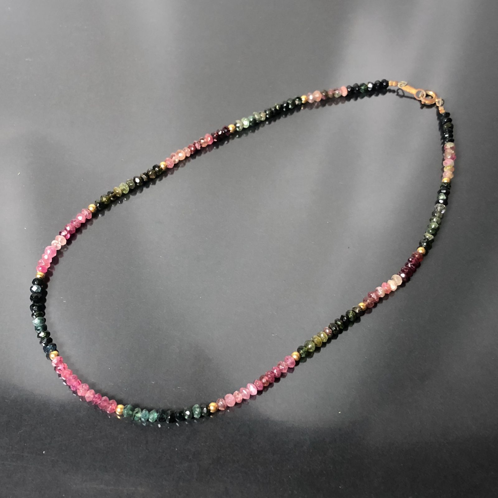 トルマリン ネックレス 天然石 誕生石 重量約10 g マルチ カラフル ストーン 金具 P 1 um レディース S 72