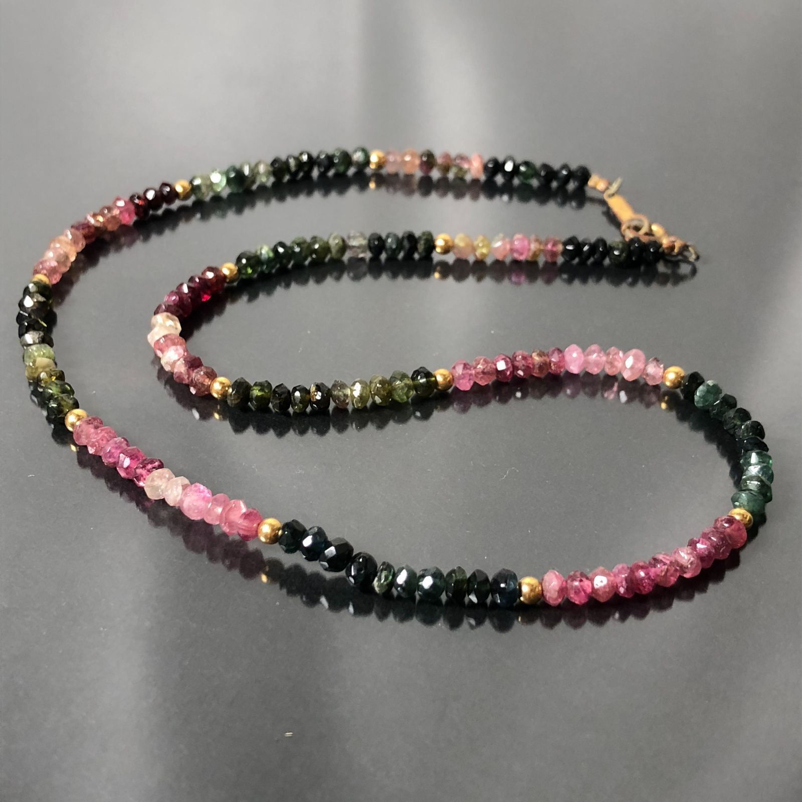 トルマリン ネックレス 天然石 誕生石 重量約10g マルチ カラフル ストーン 金具 G P1um レディース S72