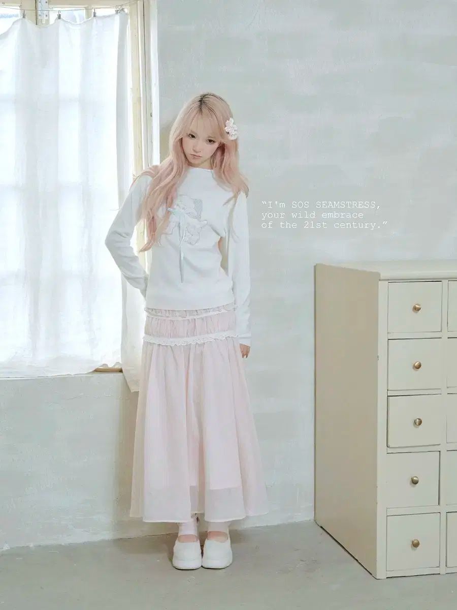 リボン刺繍 ホワイト Tシャツ レギンス