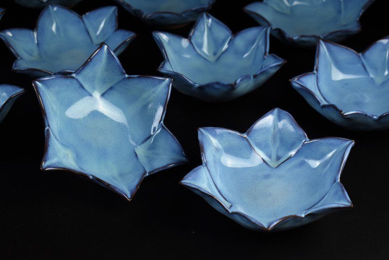 蔵A 039 京焼 均窯釉 桔梗型 向付 小鉢 十客