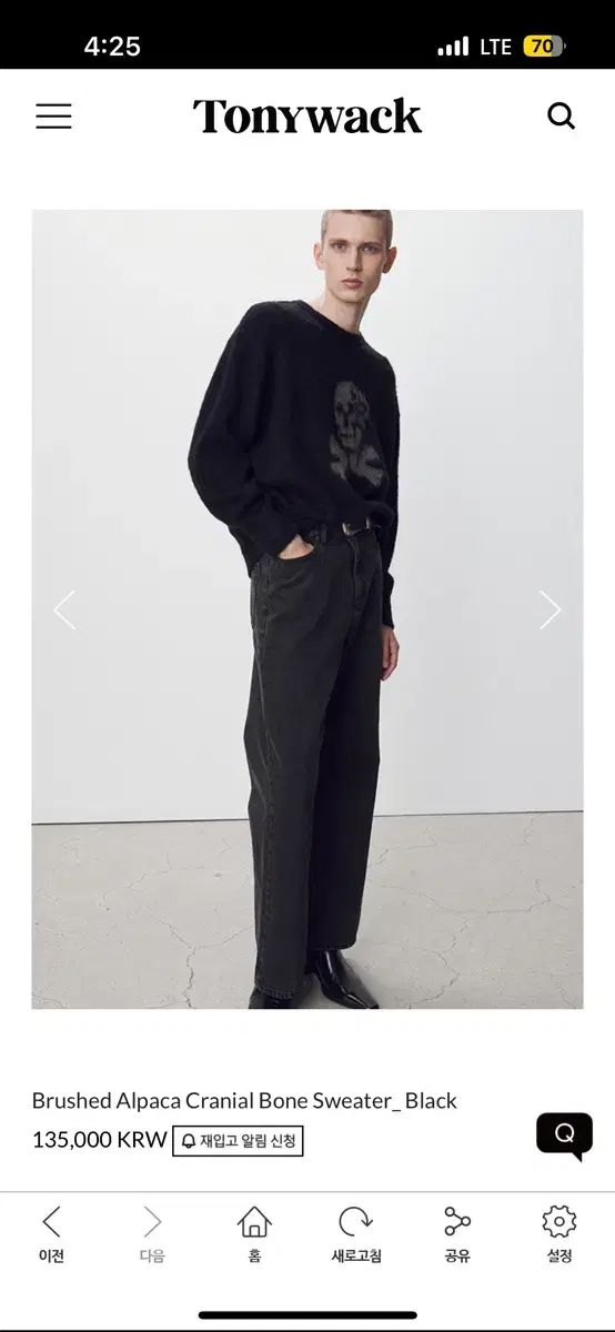 L トニーウェック アルパカ ドクロ ニット セーター brushed alpaca