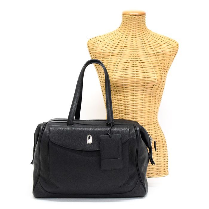 エルメス HERMES ワラゴキャビン 35 トゴ レザー SV金具 C刻印 2018年 ハンドバッグ ボストンバッグ ビジネスバッグ トラベルバッグ メンズ レディース ノワール ブラック mbq01003