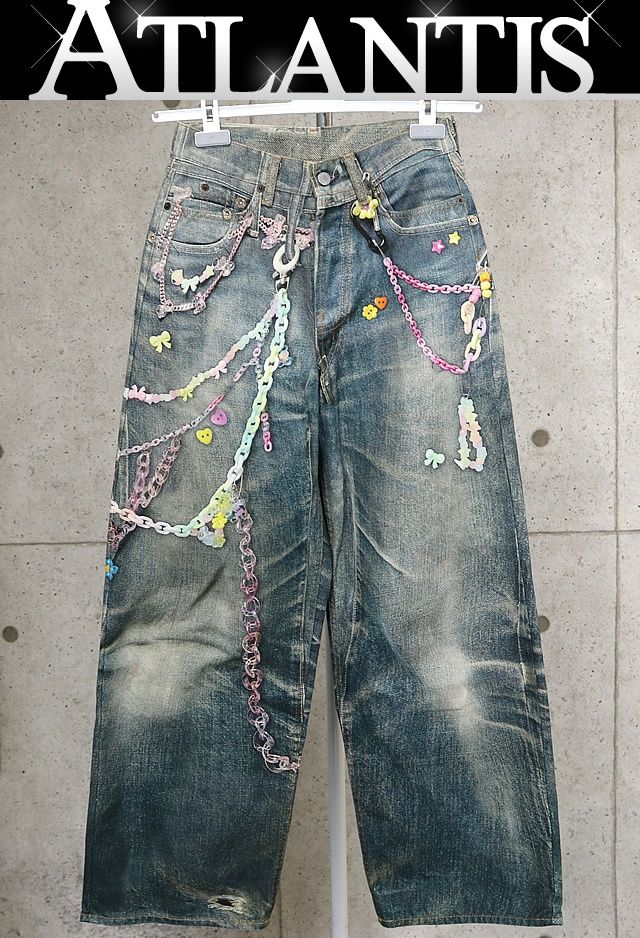 About Dreams 銀座店 アバウトドリームズ プリント加工 ジーンズ パンツ メンズ size 32 ブルー系 101052