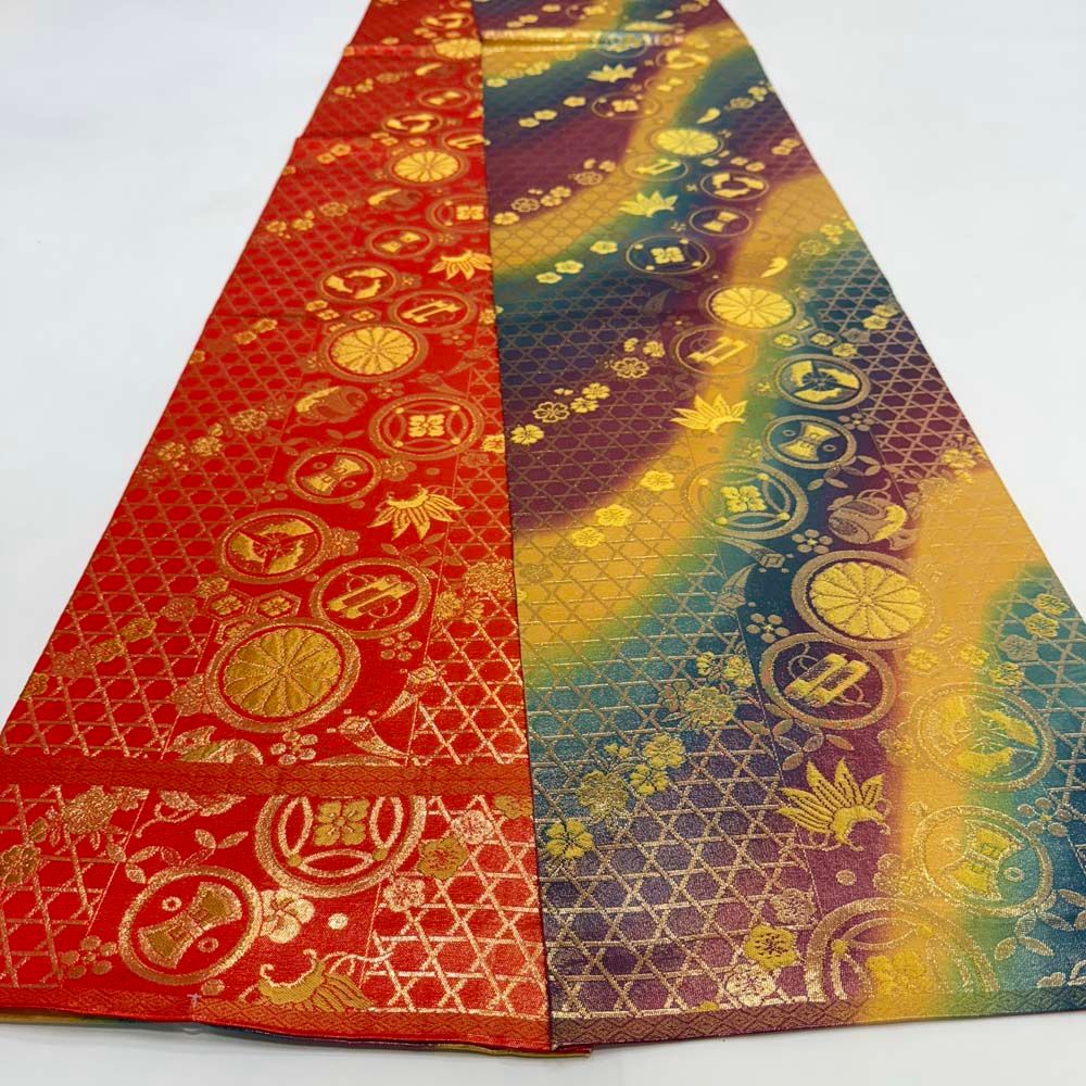 引き振袖用帯 本振袖用帯 裾引き 大振袖 全通 460 cm 大きい 花嫁衣装 舞台衣装 リサイクル 結婚式 婚礼 4873