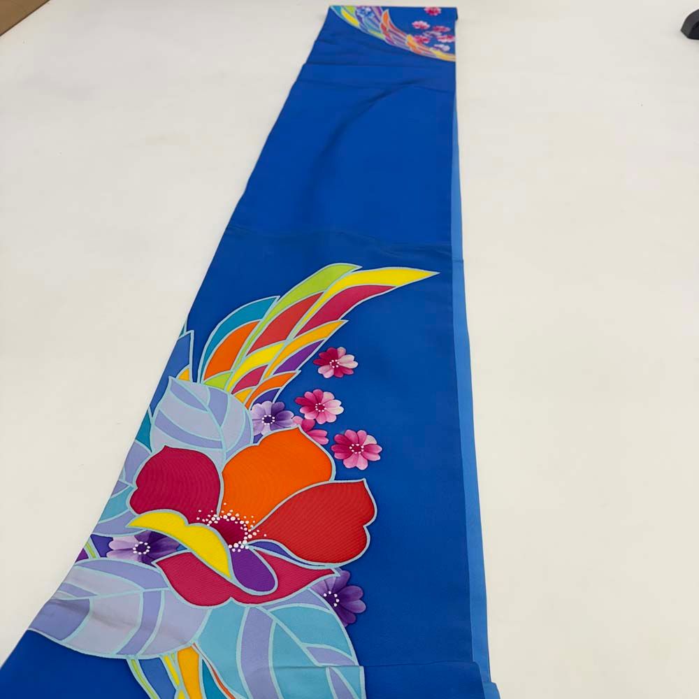  引き振袖用帯 本振袖用帯 裾引き 大振袖 全通 450 cm 花嫁衣装 舞台衣装 リサイクル 結婚式 婚礼 4874 丸帯 帯