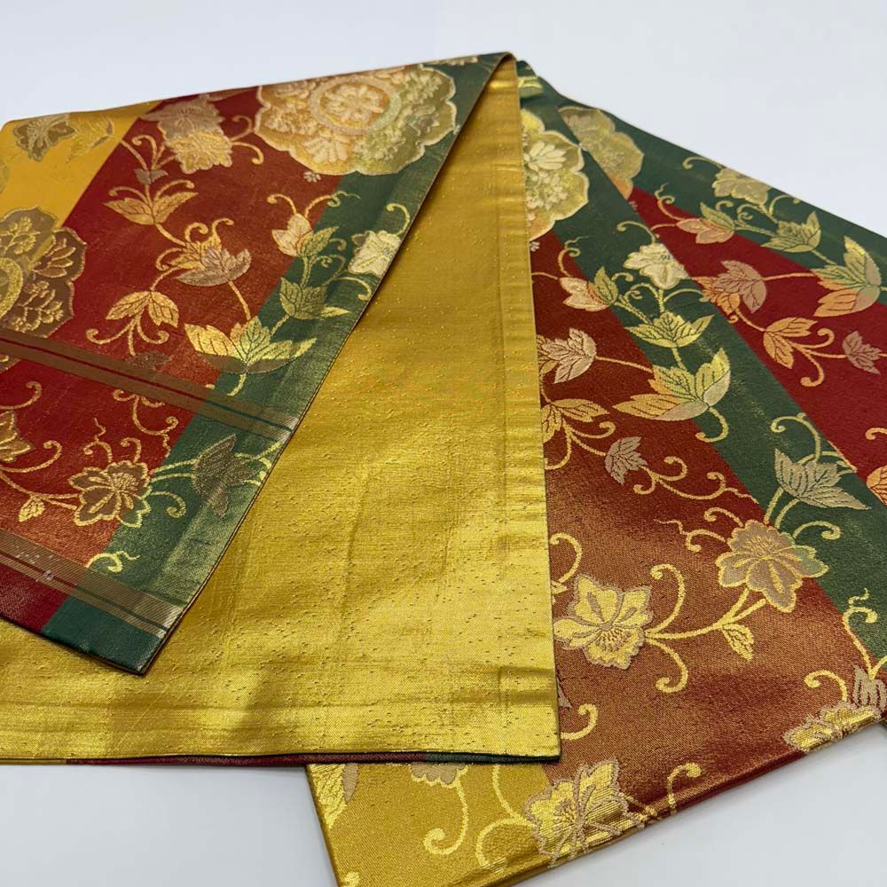  引き振袖用帯 本振袖用帯 裾引き 大振袖 全通 440 cm 花嫁衣装 舞台衣装 リサイクル 結婚式 婚礼 4880 丸帯 帯