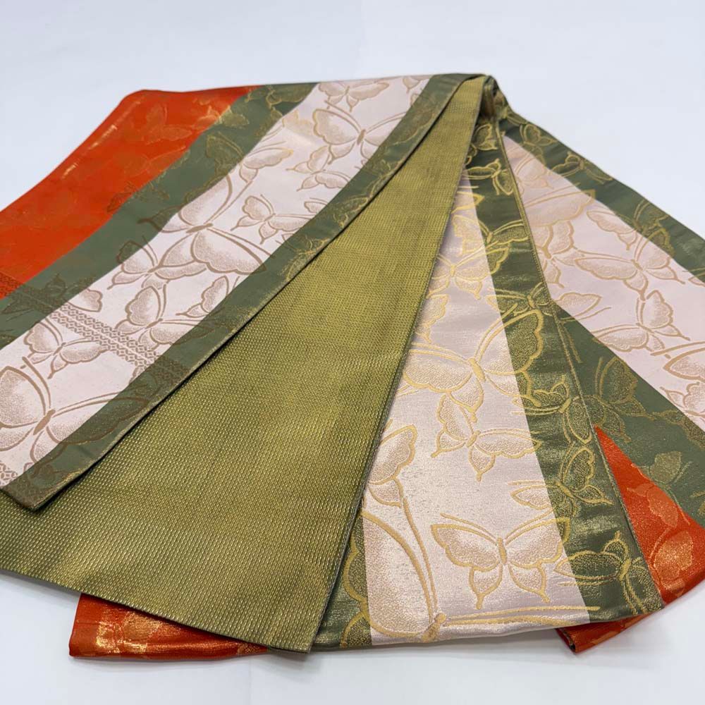  引き振袖用帯 本振袖用帯 裾引き 大振袖 全通 460 cm 大きい 花嫁衣装 舞台衣装 リサイクル 結婚式 婚礼 4881 丸帯 帯