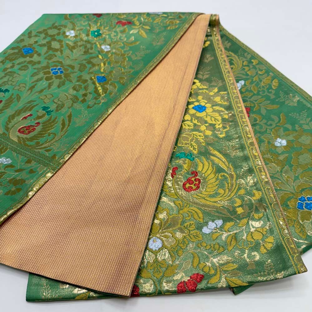  引き振袖用帯 本振袖用帯 裾引き 大振袖 全通 458 cm 大きい 花嫁衣装 舞台衣装 リサイクル 結婚式 婚礼 4882 丸帯 帯