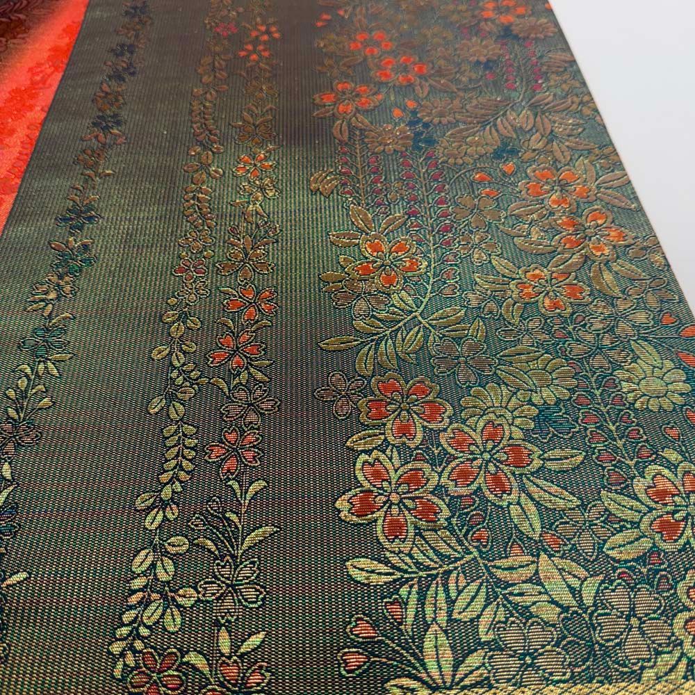 引き振袖用帯 本振袖用帯 裾引き 大振袖 全通 455 cm 花嫁衣装 舞台衣装 リサイクル 結婚式 婚礼 4885