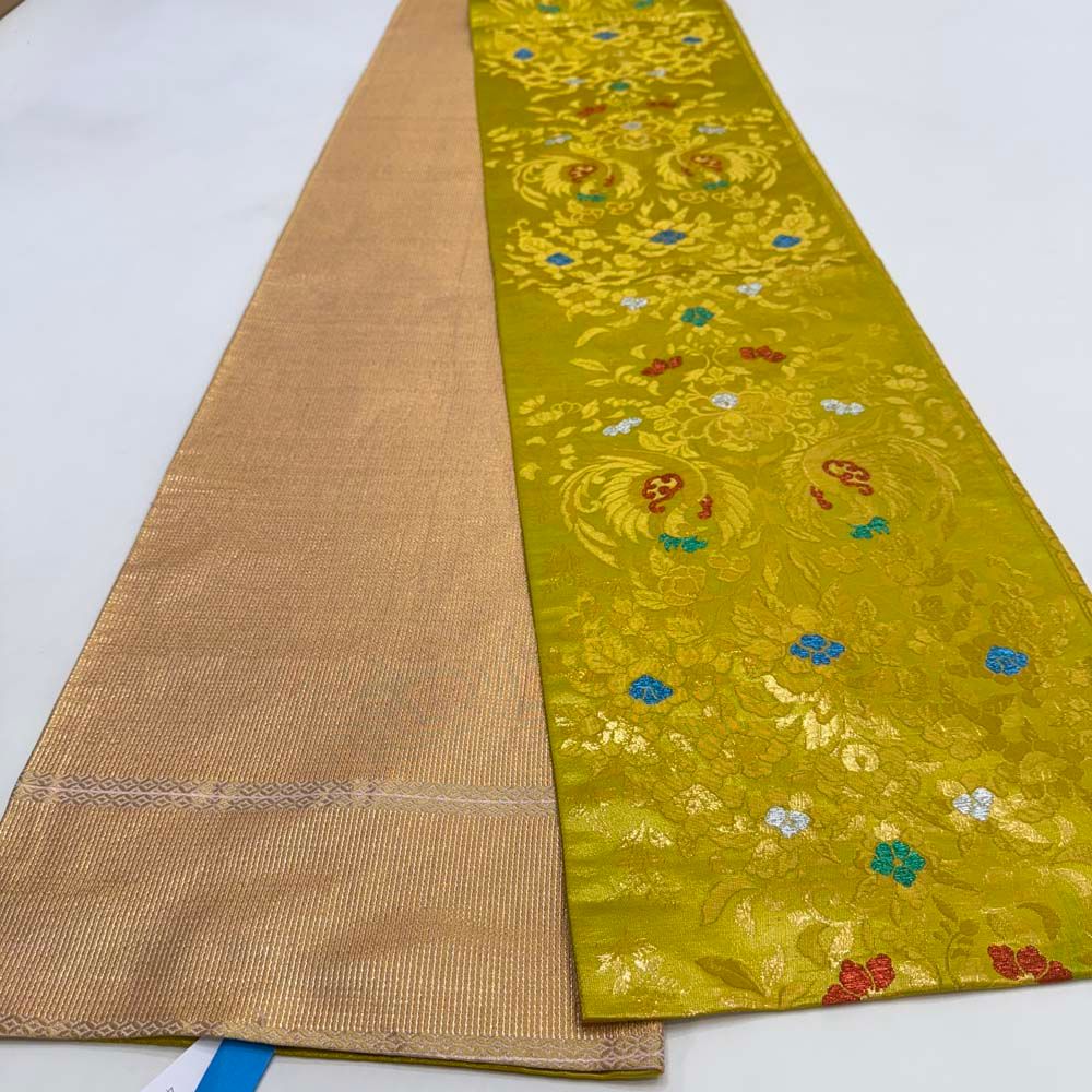 引き振袖用帯 本振袖用帯 裾引き 大振袖 全通 460 cm 大きい 花嫁衣装 舞台衣装 リサイクル 結婚式 婚礼 4889