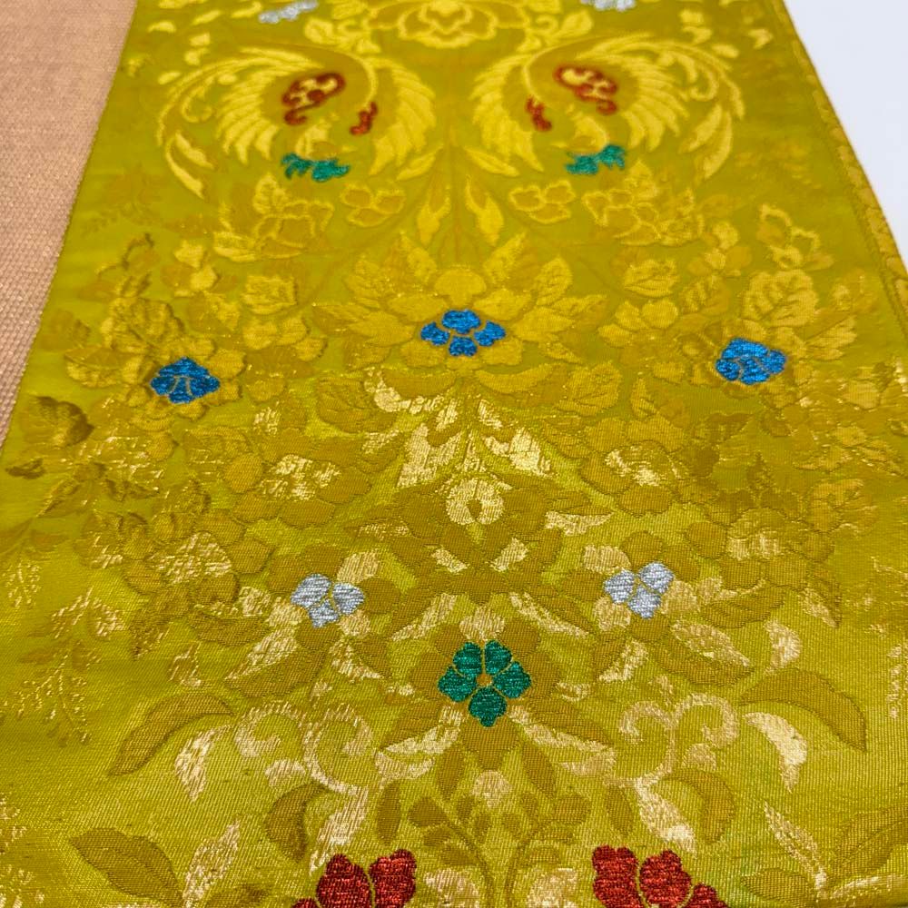 引き振袖用帯 本振袖用帯 裾引き 大振袖 全通 460 cm 大きい 花嫁衣装 舞台衣装 リサイクル 結婚式 婚礼 4889