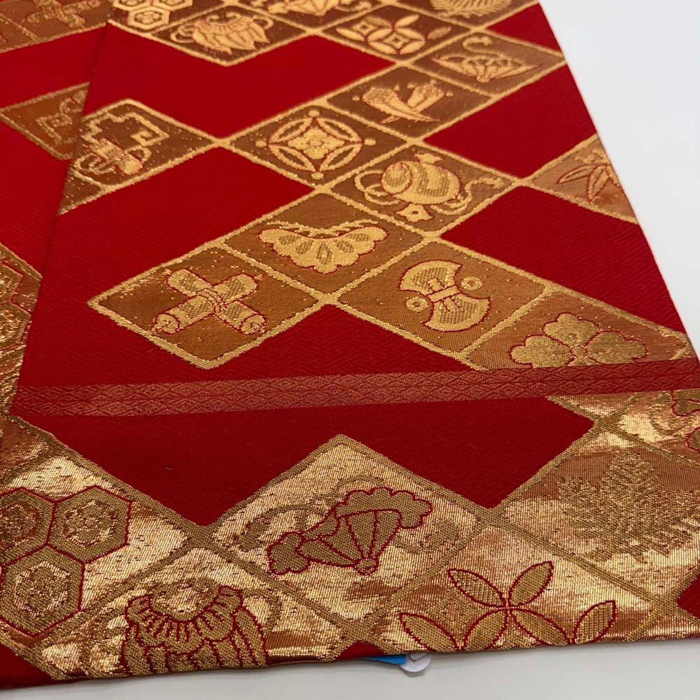 引き振袖用帯 本振袖用帯 裾引き 大振袖 全通 455 cm 花嫁衣装 舞台衣装 リサイクル 結婚式 婚礼 4895