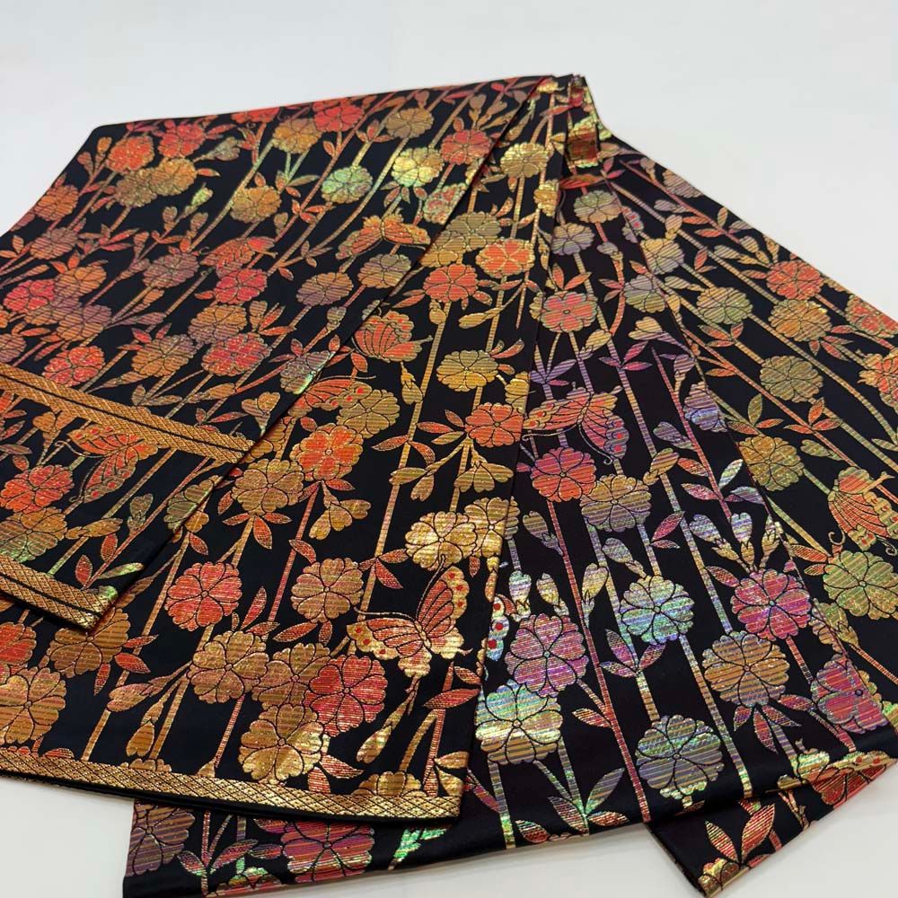  引き振袖用帯 本振袖用帯 裾引き 大振袖 全通 445 cm 花嫁衣装 舞台衣装 リサイクル 結婚式 婚礼 4897 丸帯 帯