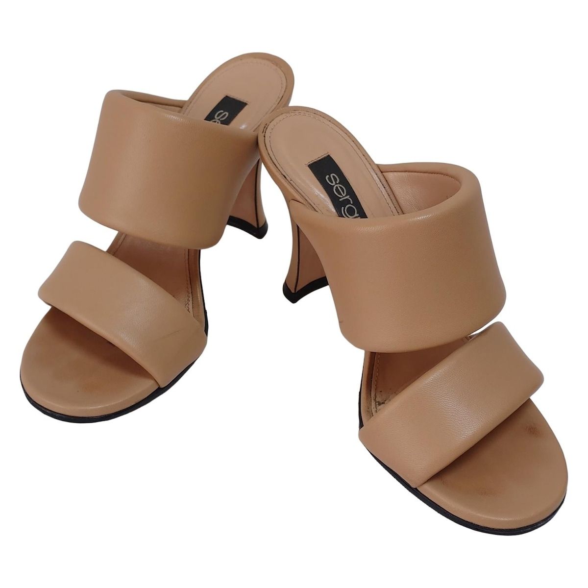 sergio rossi セルジオロッシ ミュール 38 レディース ベージュ アウトソール張替済 レザー