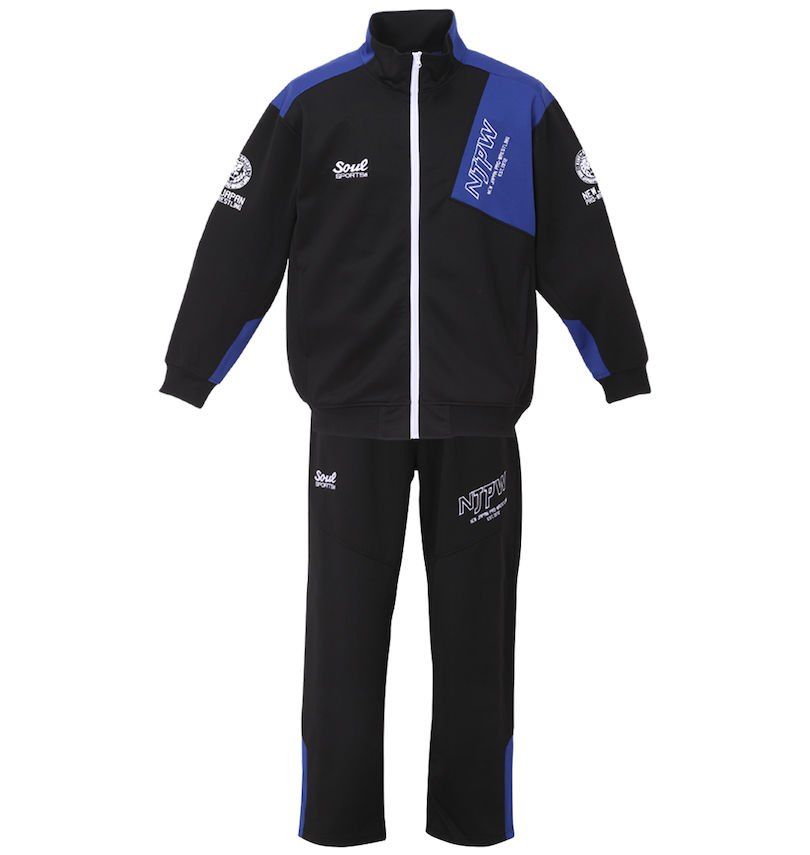 11085 SOUL SPORTS 新日本プロレス ジャージ セットアップ 上下セット Lサイズ ブラック ブルー ポリエステル NJPW