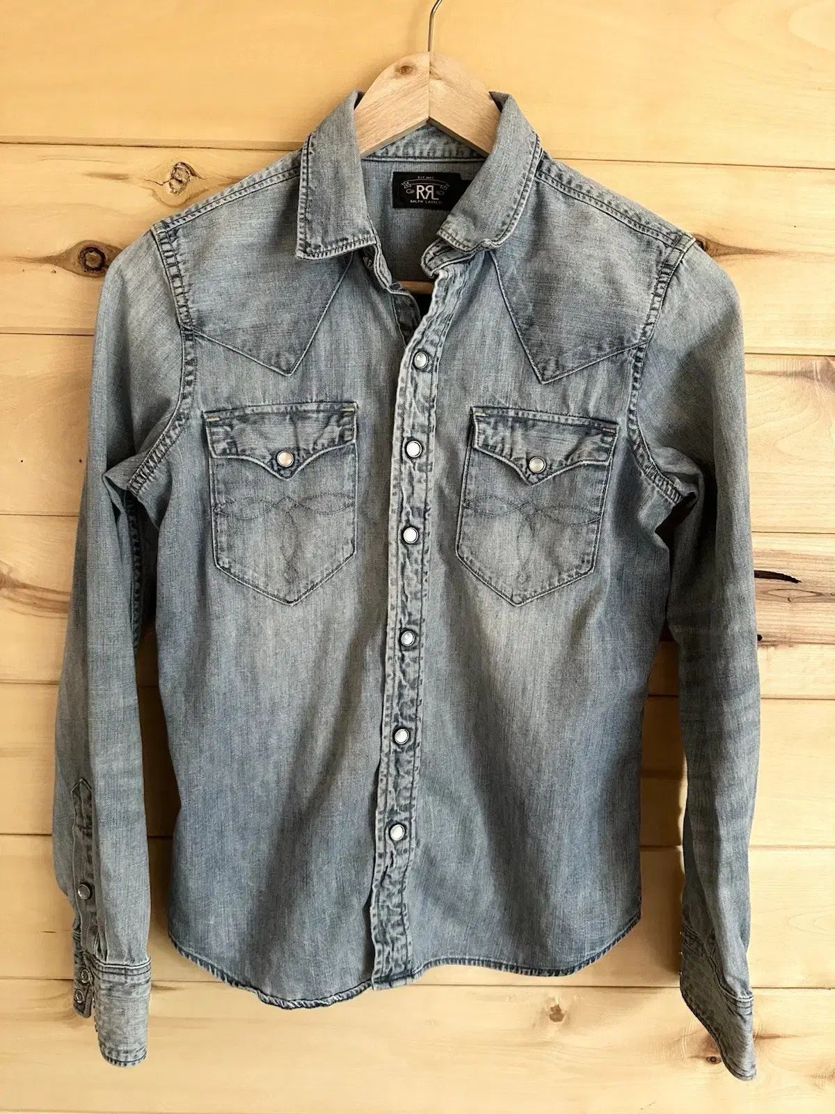 90s RRL ダブルアールエル デニム ウェスタン シャツ ライト ウォッシュ