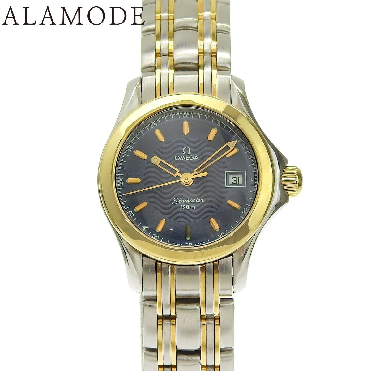 保証書付 オメガ シーマスター120 2381 81 YG SS クオーツ レディース アラモード