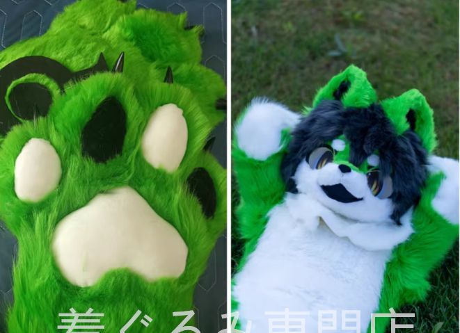 着ぐるみヘッド 猫 緑 ブラウン 全頭ヘッド ケモノ ファースーツ ぬいぐるみ コスプレ コスチューム kigurumi