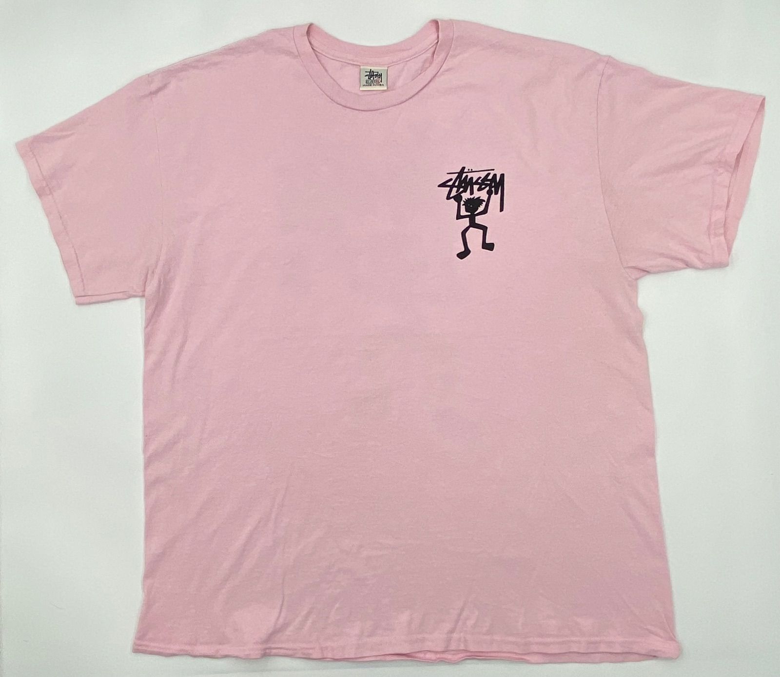 OLD STUSSY 90s 白タグ XL ライトピンク シャドーマン Tシャツ ステューシー ヴィンテージ バックプリント オーバーサイズ メンズ