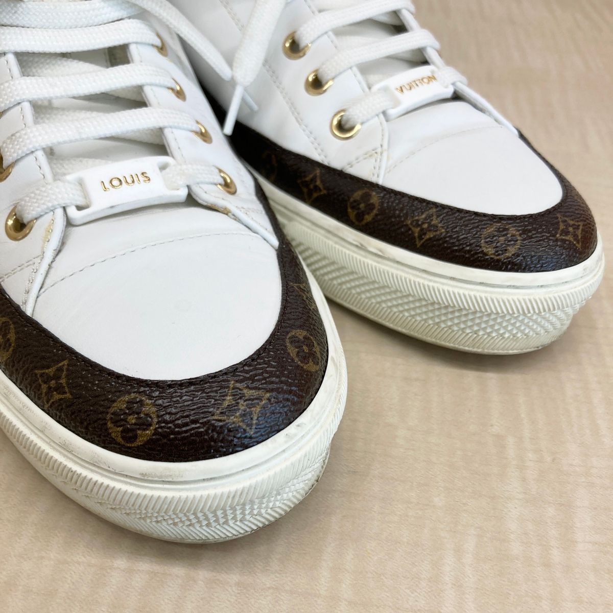  LOUIS VUITTON ルイヴィトン モノグラム ステラーライン スニーカー 37 1 A 8 NE 3 レディース レザー モノグラムグラセレザー ホワイト ブラウン スニーカー 靴