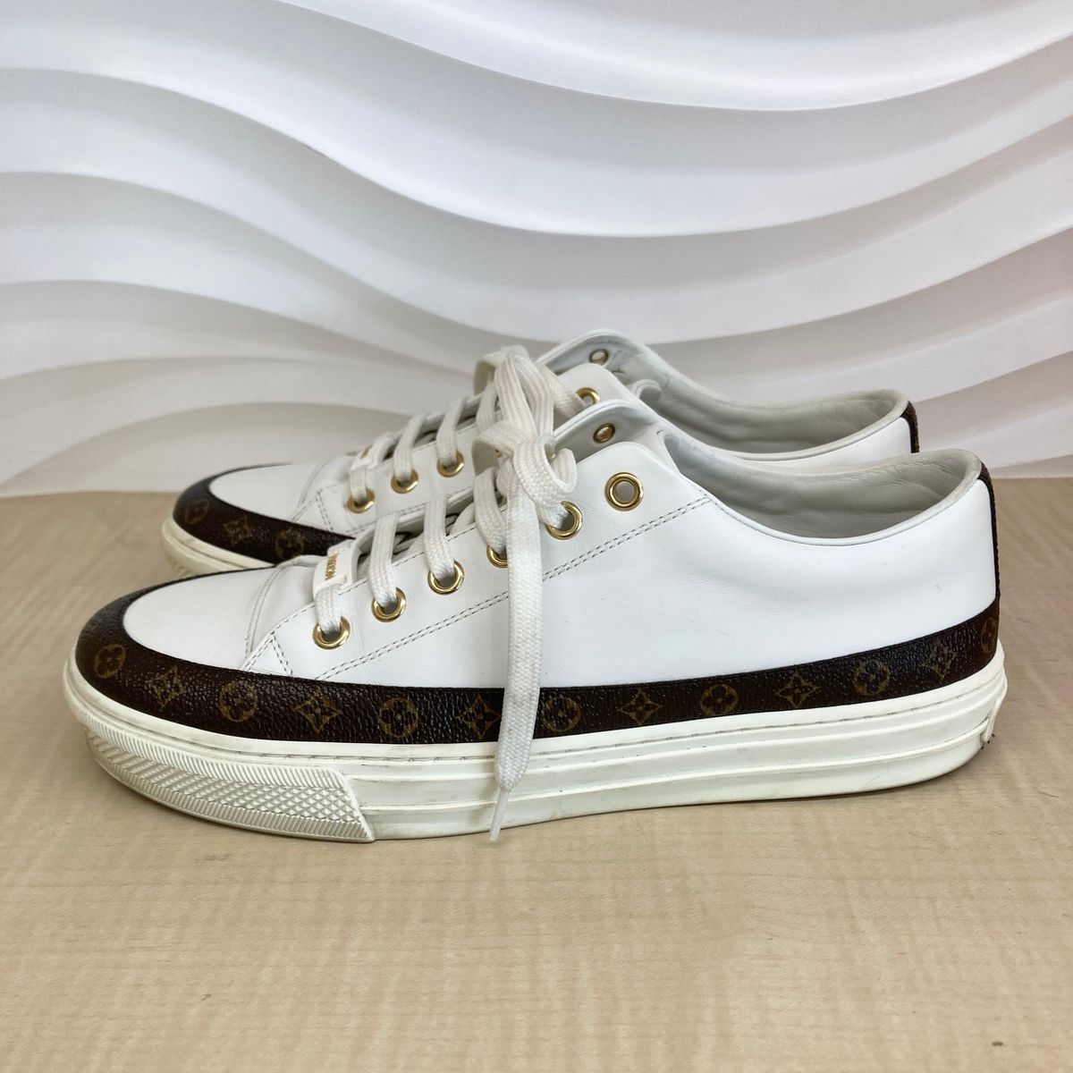 LOUIS VUITTON ルイヴィトン モノグラム ステラーライン スニーカー 37 1 A 8 NE 3 レディース レザー モノグラムグラセレザー ホワイト ブラウン