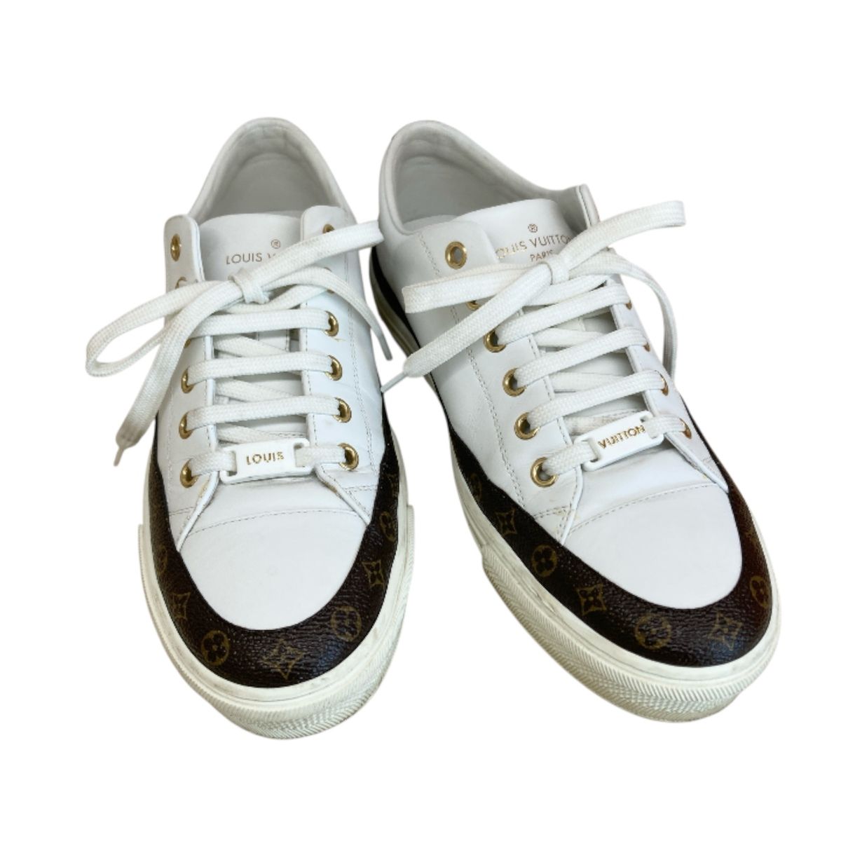 LOUIS VUITTON ルイヴィトン モノグラム ステラーライン スニーカー 37 1 A 8 NE 3 レディース レザー モノグラムグラセレザー ホワイト ブラウン