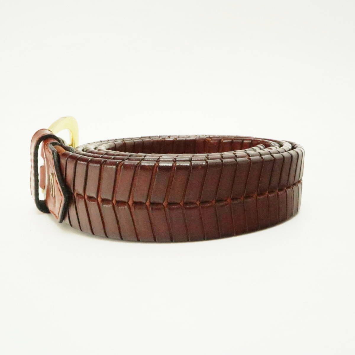 BALLY バリー 編込みレザーベルト 100 40 ブラウン M11-k069