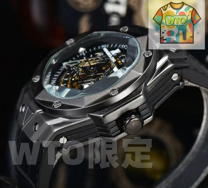  スケルトン美学 HUBLOT ビッグバン 2021 メンズ腕時計 自動巻き イタリアンレザー 強化ミネラルガラス 実物撮影 WTO輸入2 自動巻き時計 腕時計(アナログ)