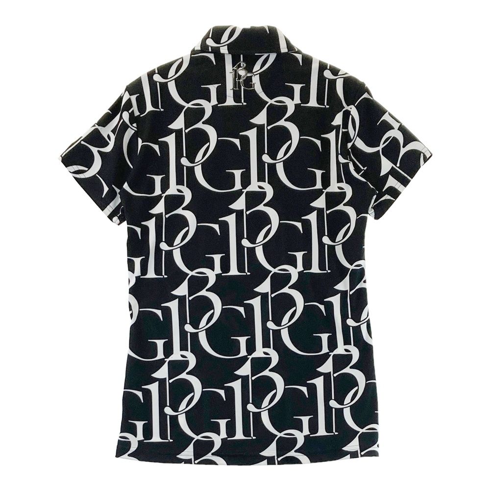 サイズ 1 GOLF GST 112 半袖ポロシャツ ロゴ 総柄 ブラック系 ゴルフウェア レディース ストスト