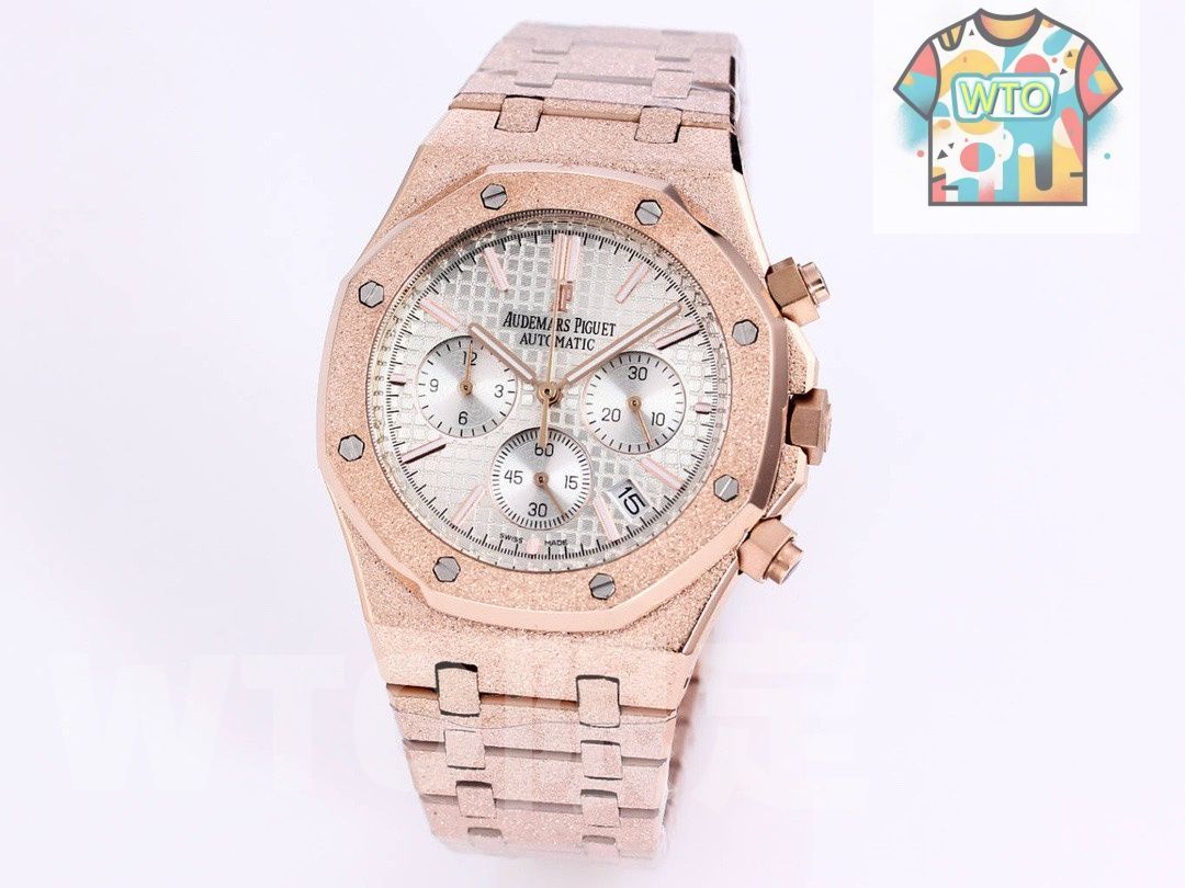 AP オーデマ ピゲ Audemars Piguet メンズクォーツクロノグラフ 41mm フロストゴールドケース - 6針機能&耐摩耗ガラス| | -WTO店名をご ください