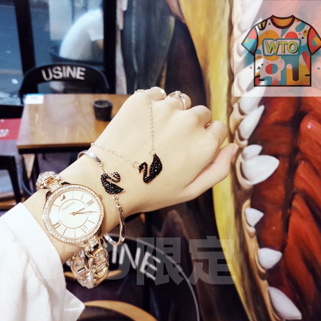 今日 スワロフスキー 三件セット 腕時計 ブレスレット ネックレス WTO輸入1 ノーカラー 自動巻き時計 