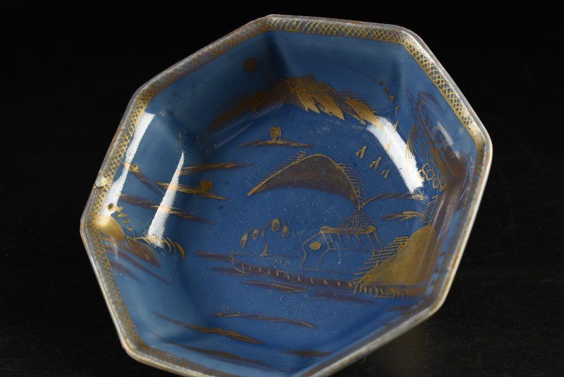 蔵A3462c】古伊万里 瑠璃金彩 なます皿 八角皿 五客 販売 蔵A3462c】古