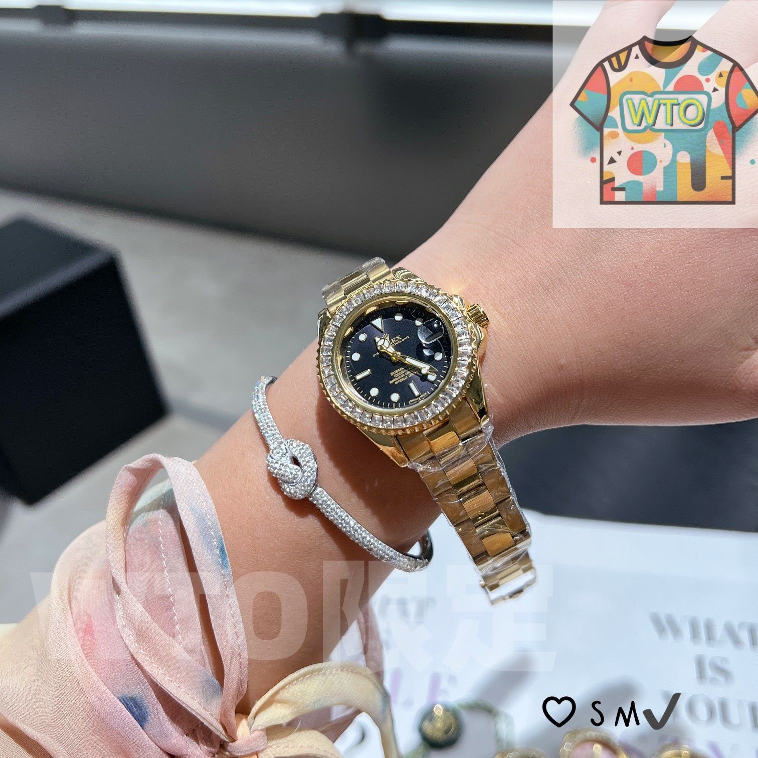  今日 ROLEX 力士 水鬼スタイル 感満載のダイヤ入り女性用腕時計 WTO店名をご ください 自動巻き時計 腕時計(アナログ)